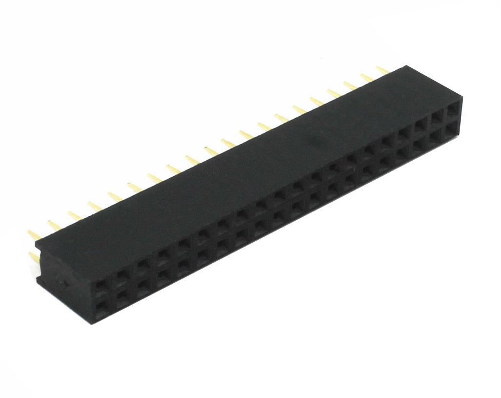 Pin header female pinsocket 2x20 pin 2.54mm pitch zwart